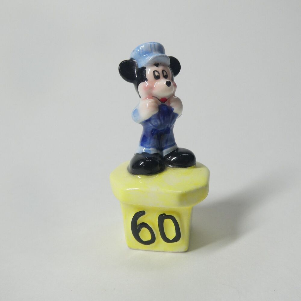 Mickey Mouse Train Conductor 60 Birthday Porcelain Figurine Vtg Disney Schmid
